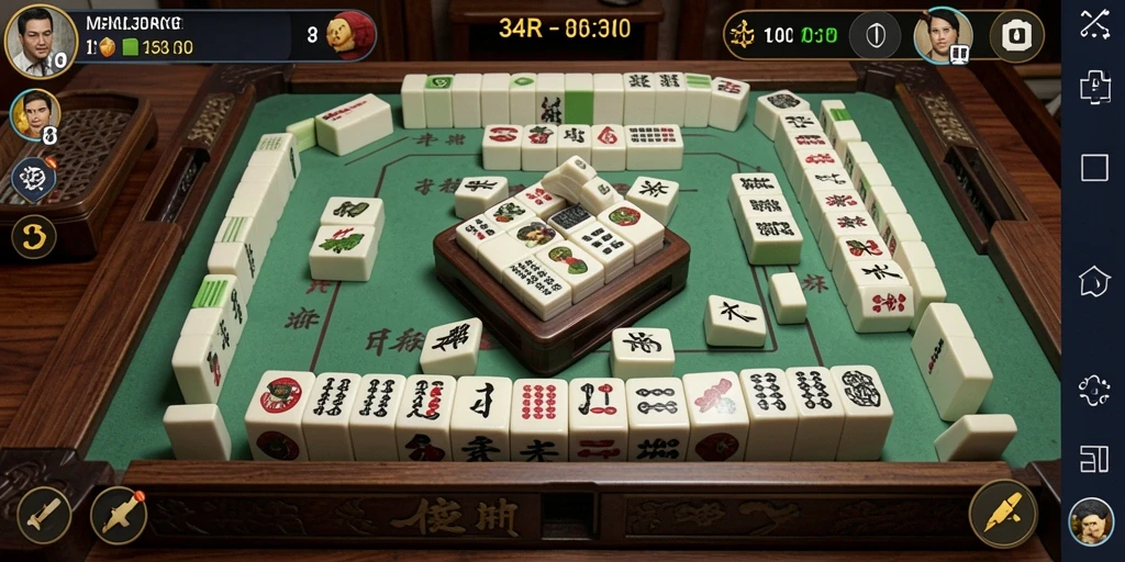 Tampilan gameplay Mahjong yang menarik di 34R.