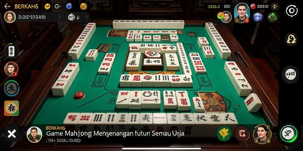 Tampilan gameplay <strong>BERKAH6</strong> yang memikat dengan ubin Mahjong berwarna-warni.