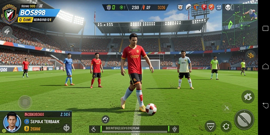 Tampilan gameplay yang menegangkan dalam pertandingan sepak bola.