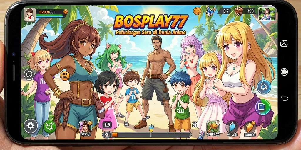 Tampilan gameplay seru dari BOSPLAY77 di dunia anime.