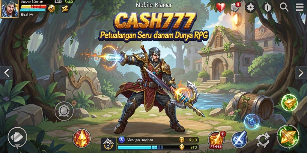 Screenshot utama CASH777 menampilkan aksi pertarungan yang mendebarkan dalam RPG.