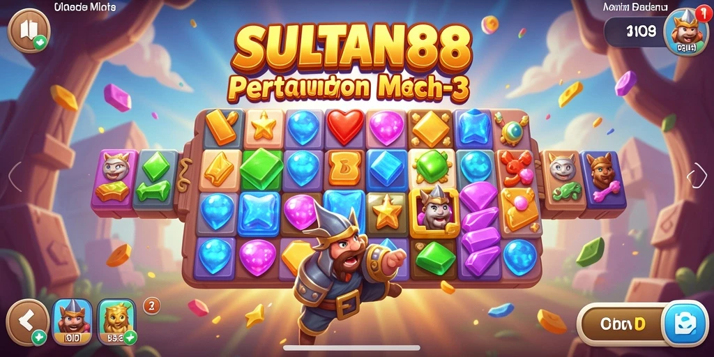 Tangkapan layar gameplay SULTAN88 yang penuh dengan aksi Match-3.